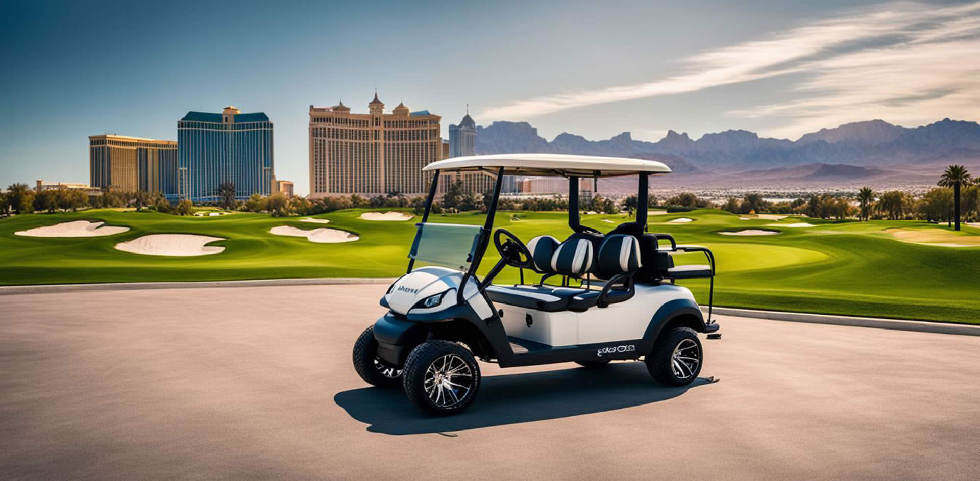 A golf cart on a road